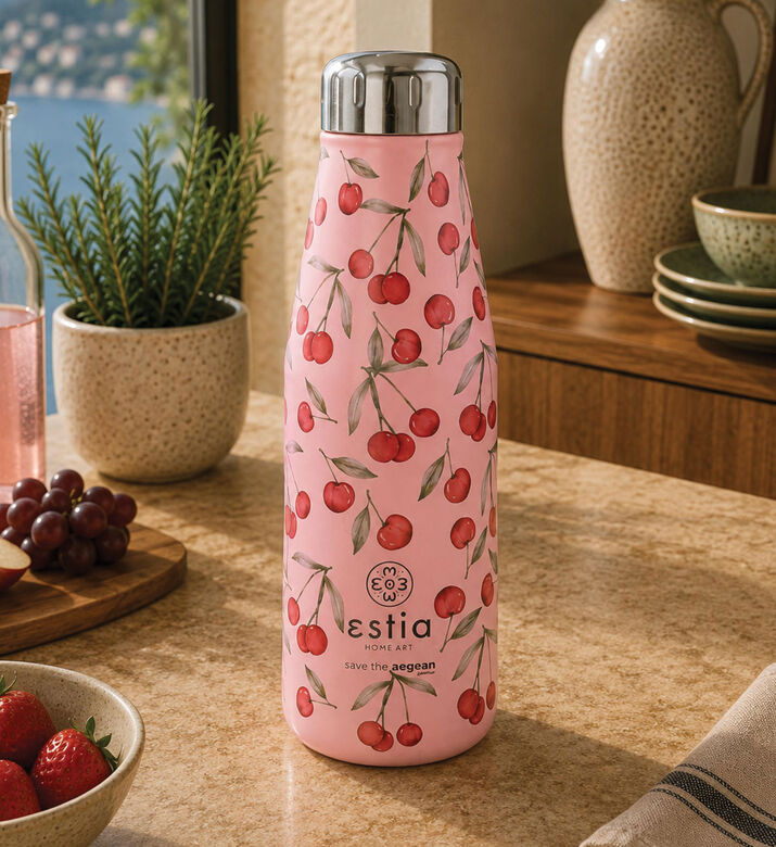 Estia Cherry Rose Insulated Travel Flask, Packshot View