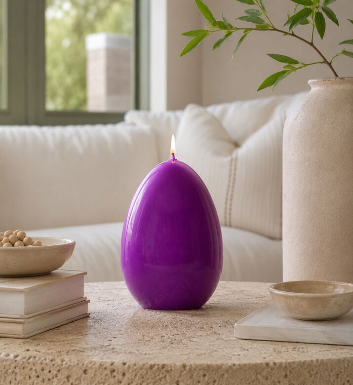 Graziani Oval Paraffin Wick Candle, Dark-purple, 10-cm, Packshot View