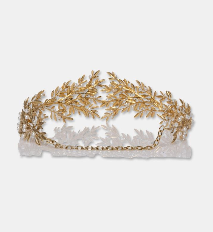 Edmond Moussallem Gold-plated Olive Branch Pearl Embellished Belt, Packshot View