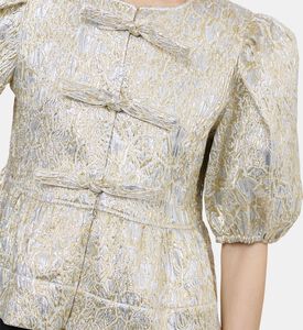 Metallic Cloque Peplum Blouse