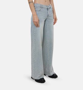 Alice and Olivia Rhinestone-embellished Wide-leg Denim Pants, Model View
