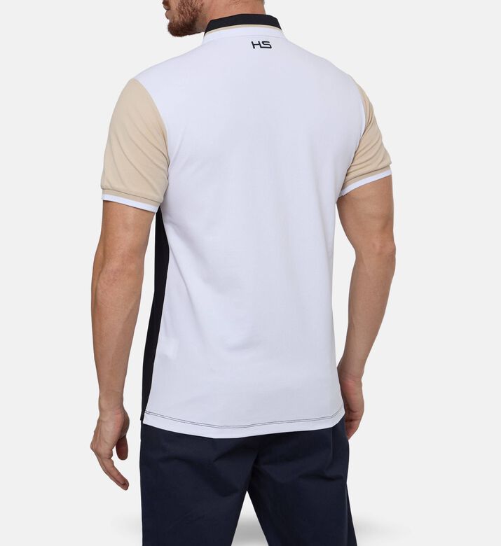 Hackett London Two-tone Logo-print Short-sleeve Polo, White, Xl, Model View