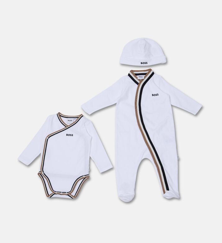 Boss Pajamas Bodysuit Hat Mittens Set, Packshot View