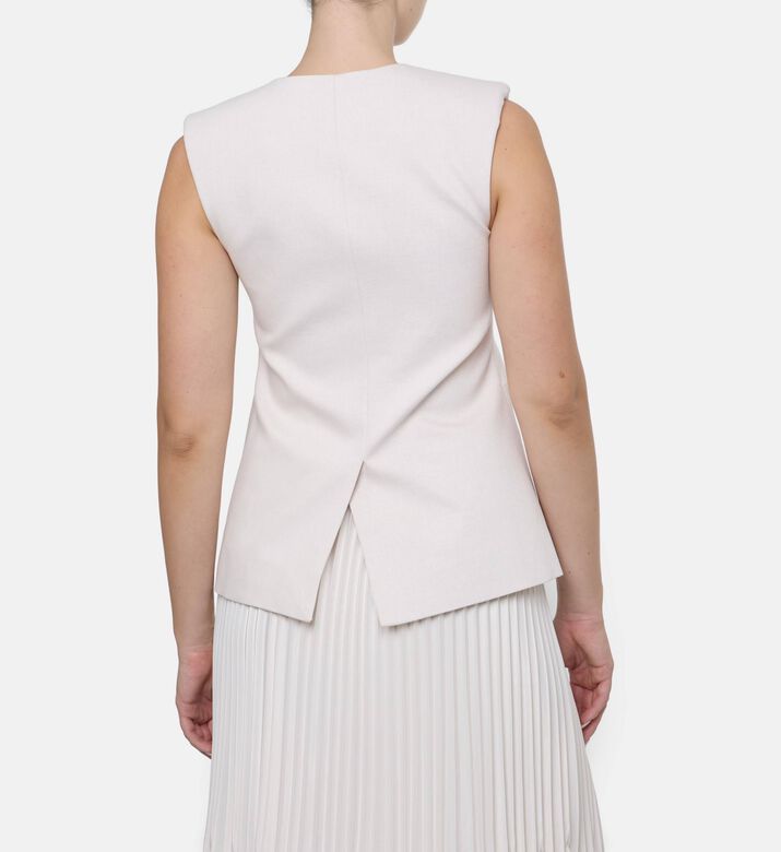 Blue For Burgundy Jewel-encrusted Buttons Tailored Vest, Model View