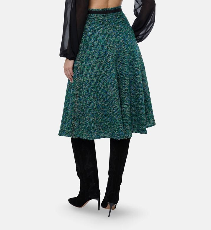 Blue For Burgundy Multicolor Woven A-line Midi Skirt, Model View