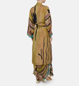 Abstract-print Long-sleeve Kimono