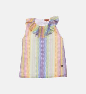 بلوزة بدون أكمام بنقشة مربعات بألون قوس القزح