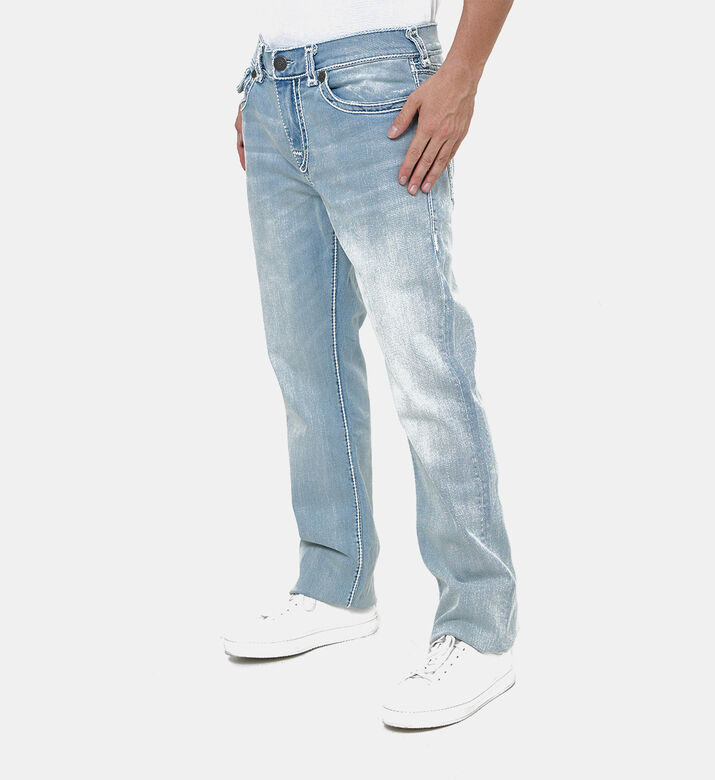 بنطال جينز بخطوط حمراء بـ 5 جيوب