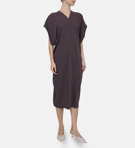 Wide Short-sleeve V-neck Dress