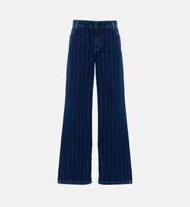 Pinstriped Mid-rise Wide-leg Jeans