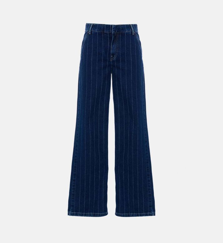 Pinstriped Mid-rise Wide-leg Jeans