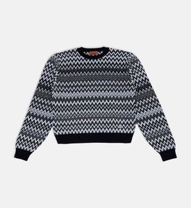 Knit All-over Print Long-sleeve Sweater