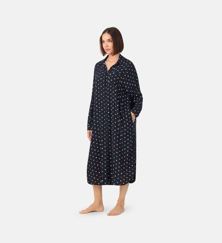 DKNY Geo-print Long-sleeve Sleepshirt, Model View