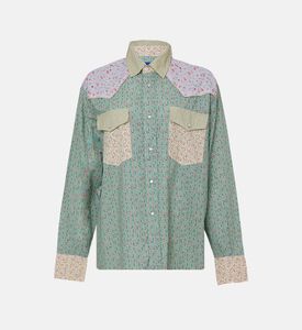 قميص بطبعة أزهار مرقع متعددة الألوان