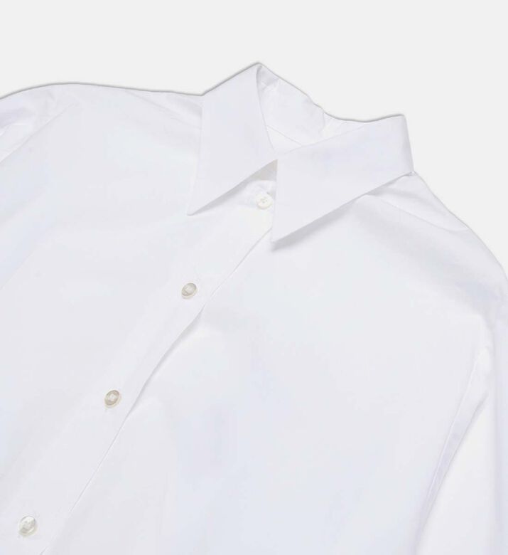 Numbers-embroidered Pleated Cotton Shirt