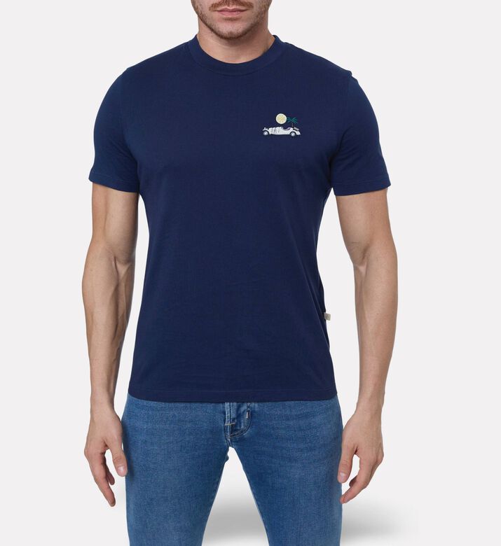 Jacob Cohen Embroidered Crewneck T-shirt, Dark-blue, S, Model View