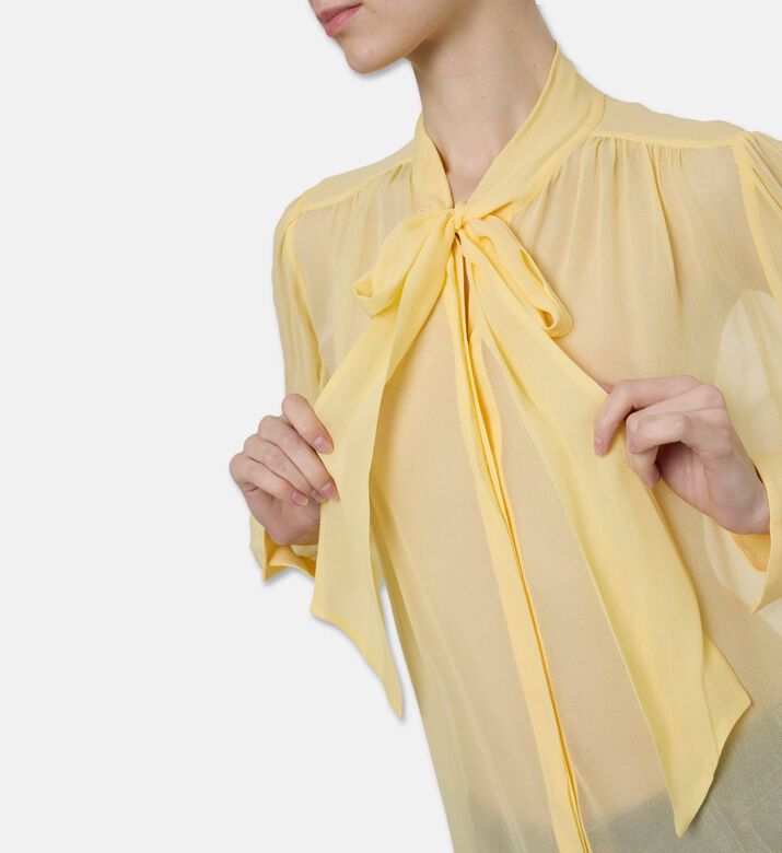 Alice and Olivia Tie Neck Long-sleeve Blouse, Model View