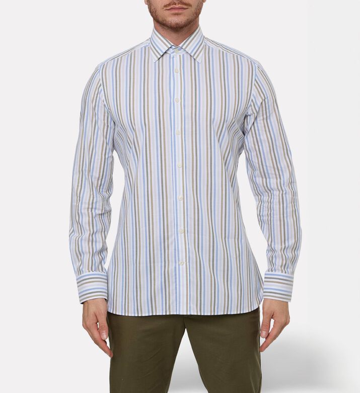 Hackett London Bengal Stripe-print Button Closure Shirt, Model View