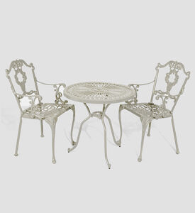 Home Deco and More Bistro Dining Table With 2 Chairs Off White, Packshot View