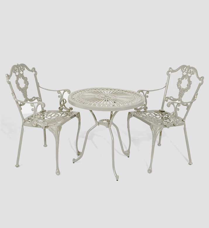 Home Deco and More Bistro Dining Table With 2 Chairs Off White, Packshot View