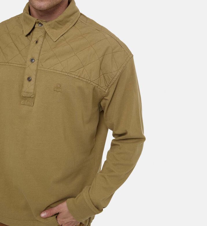Quilted Panels Long-sleeve Polo Shirt
