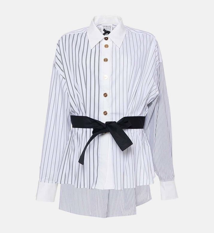 Edward Achour Paris Striped Button-front Blouse, Packshot View