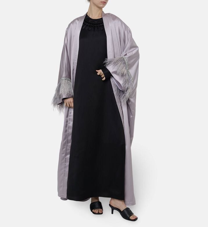 BARG Beaded Matching Scarf Abaya, Model View