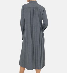 فستان ميدي بياقة بولو وطيات خلفية