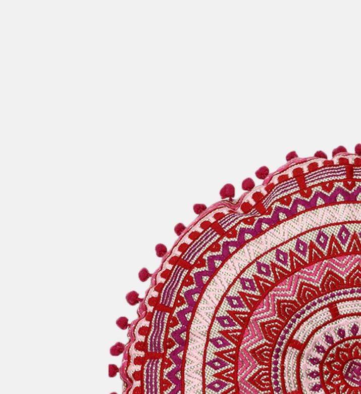 Gaddi Embroidered Pompom Filled And Vaccumed Cushion