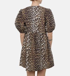 Ganni Leopard-print Tie Closure Mini Dress, Model View