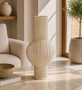 Light and Living Competa Textured Tall Vase, White, 29x63cm, Packshot View