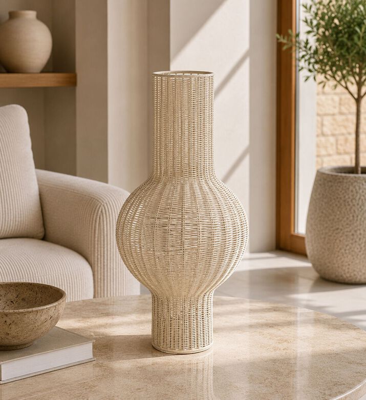 Light and Living Competa Textured Tall Vase, White, 29x63cm, Packshot View