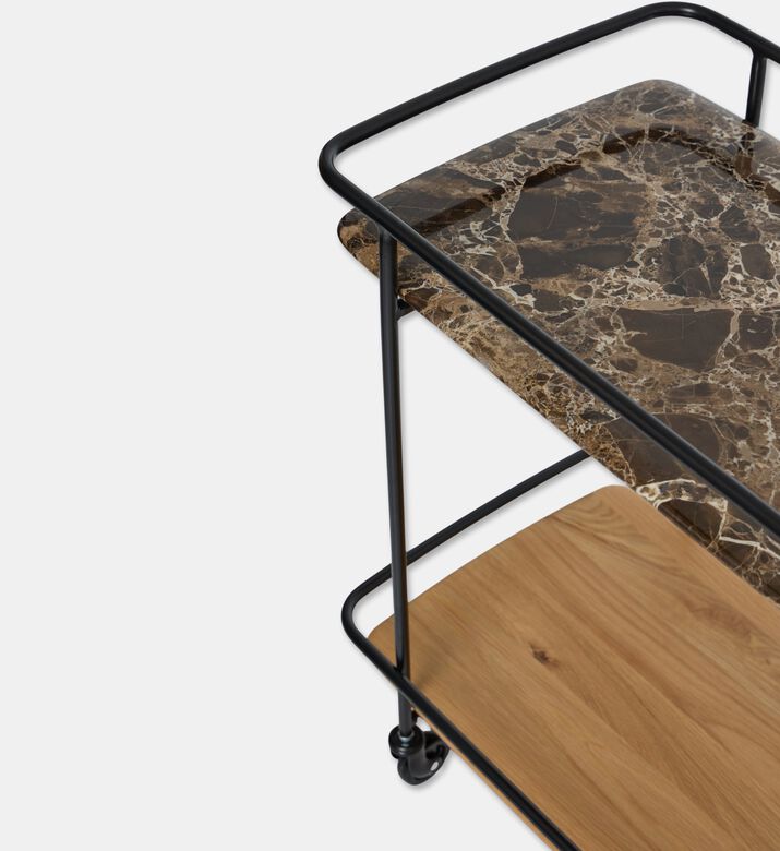 Home Deco and More Shard Wood Body Bar Trolley, Oak, Packshot View