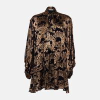 Metallic Paisley Tie-neck Blouse