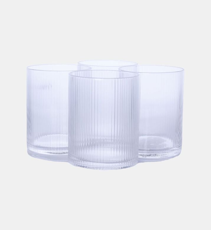 Home Deco and More Double Wall Stripe Drinking Glass 4-piece Set - 7.8xh10cm, Transparent, Packshot View