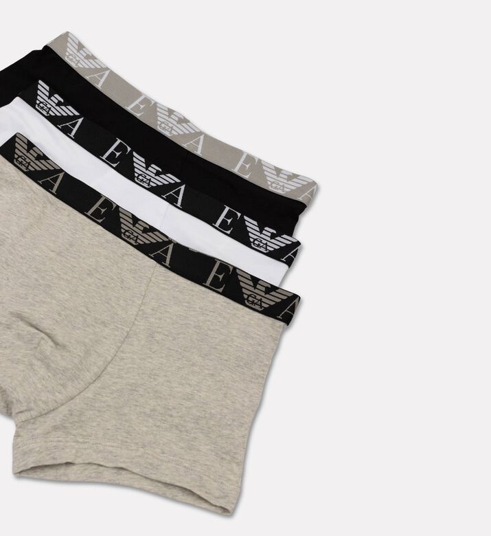 Emporio Armani Logo Elastic Waistband 3-pack Short-leg Boxers Set, Grey, Xxl, Packshot View