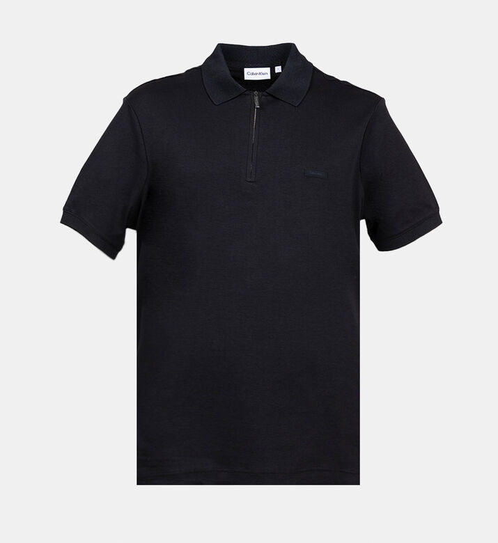 Smooth Cotton Welt Zip Polo Shirt