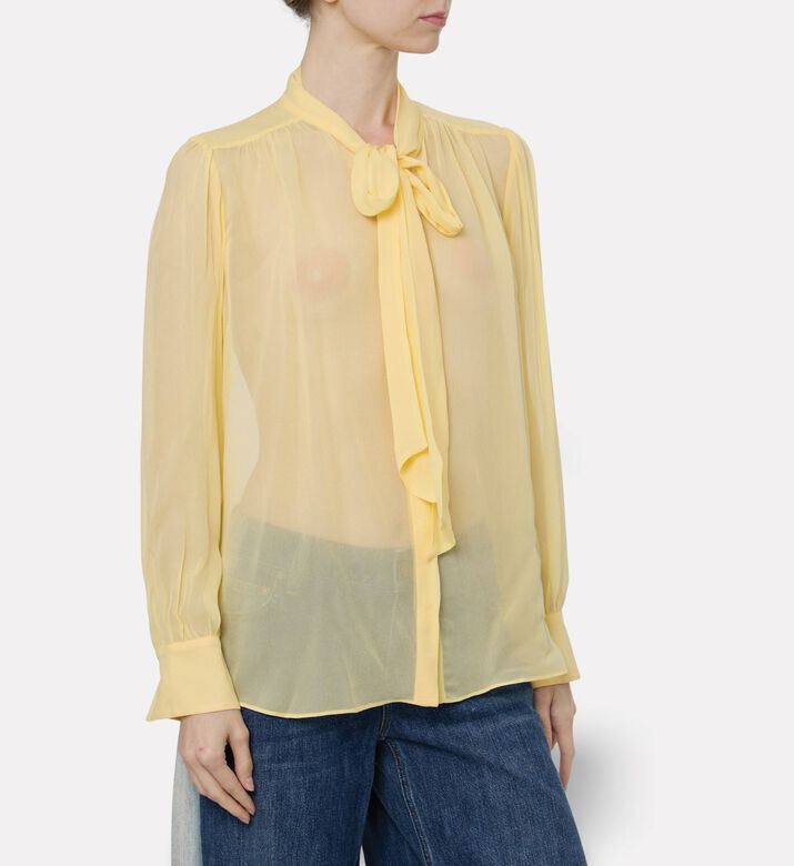 Alice and Olivia Tie Neck Long-sleeve Blouse, Model View