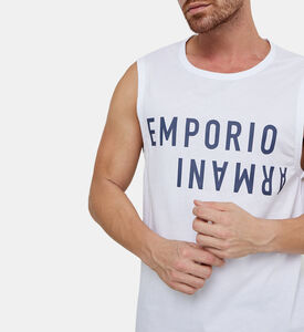 بلوزة بدون أكمام قطن بطبعة لوغو