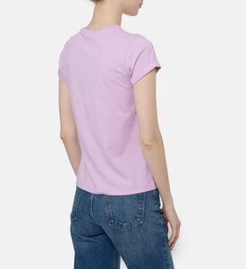 Maison Labiche Amour-embroidery Cuffed-sleeve T-shirt, Purple, M, Model View