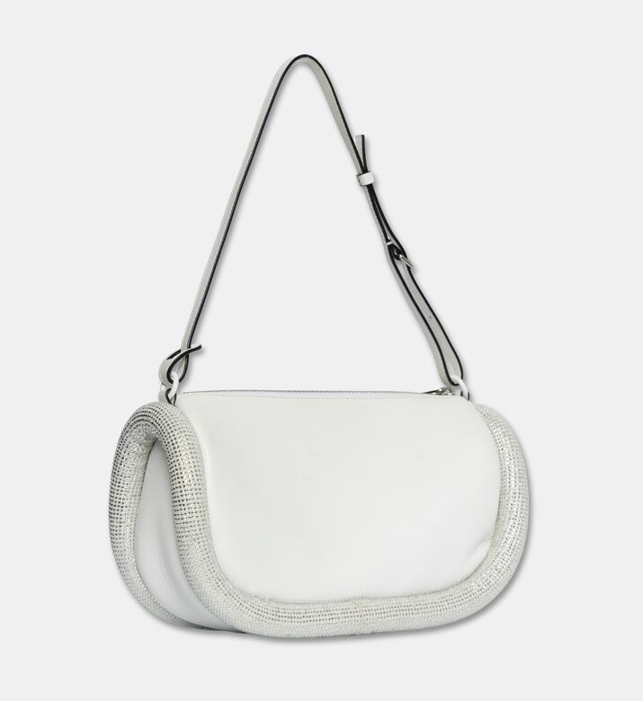 JW Anderson Bumper-15 Leather Crystal Shoulder Bag, White, Packshot View