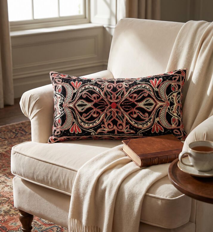 Tohfa Luxe Luxe Noor Appliqu&eacute; Silk Velvet Cushion, Packshot View