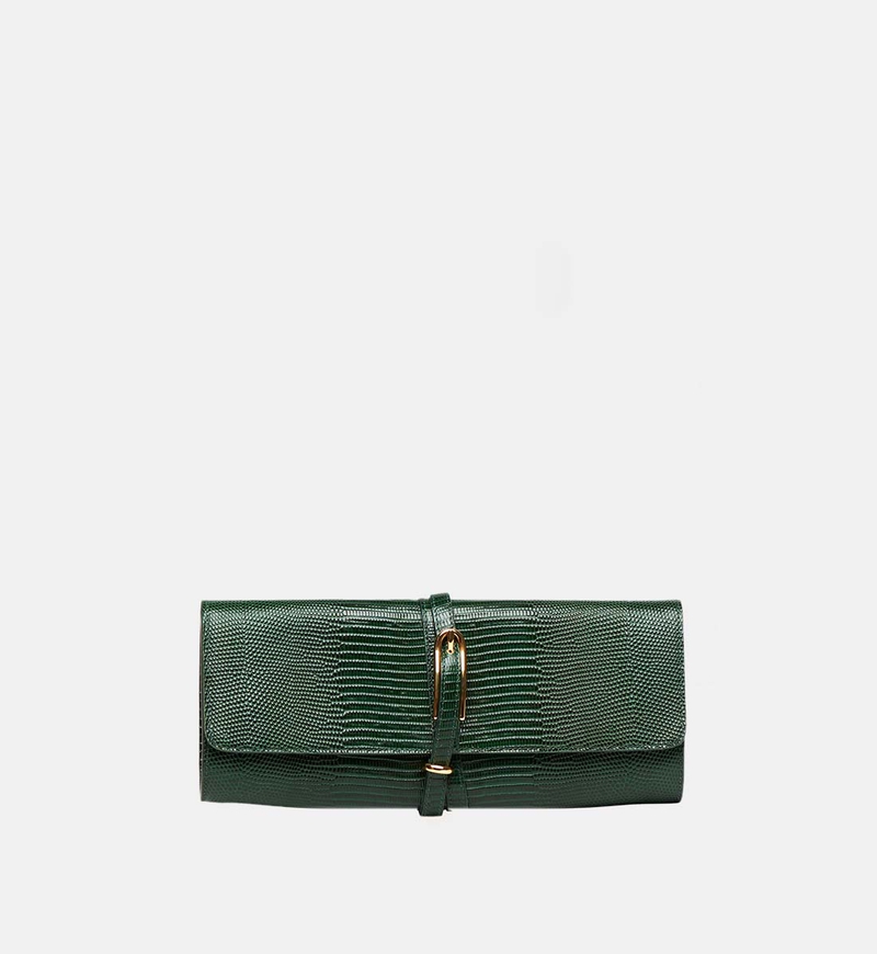 Snakeskin Pattern Belted Clutch