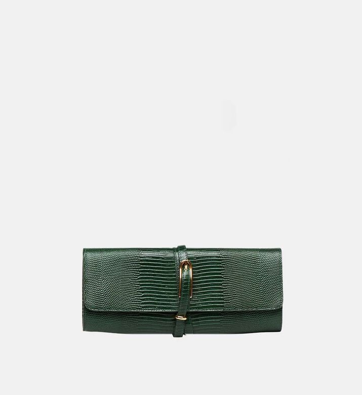 Snakeskin Pattern Belted Clutch
