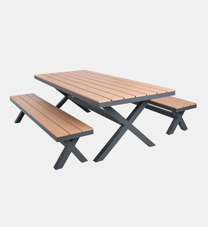 Bari Dining Table Two Bench Set