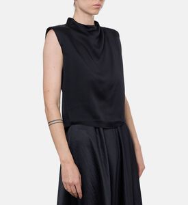 Forte-Forte Front Drape Sleeveless High-neck Top, Model View