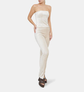 بنطال قطن مخملي بخصر عالي