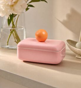 &k Amsterdam Glass Orb Storage Lid Jar, Pink, Model View