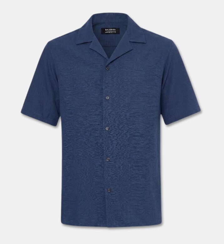 Galeries Lafayette Textured Short-leeve Shirt, Blue, L, Packshot View