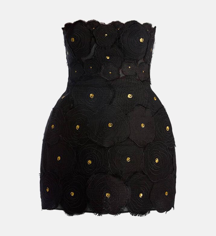 Silk Flowers-applique Corset Dress